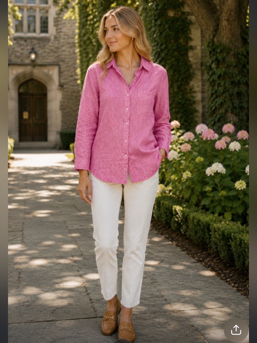 Frank & Eileen 100% linen Eileen shirt pink XS